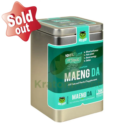 Green Monkey Maeng Da Kratom 500 count capsules, metal tin