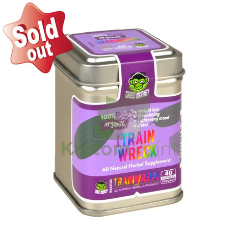 Green Monkey Trainwreck Kratom pills, 40 count