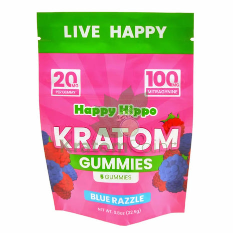 Happy Hippo Blue Razzle Kratom Gummies 20mg 5 count