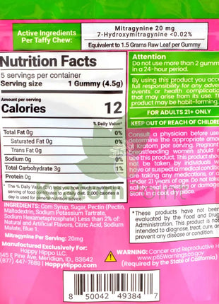 Happy Hippo Blue Razzle Kratom Gummies 20mg 5 count