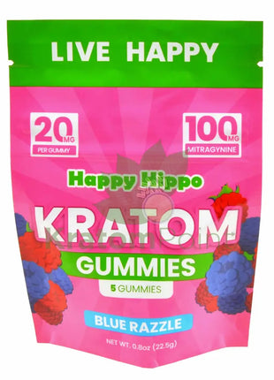 Happy Hippo Blue Razzle Kratom Gummies 20mg 5 count