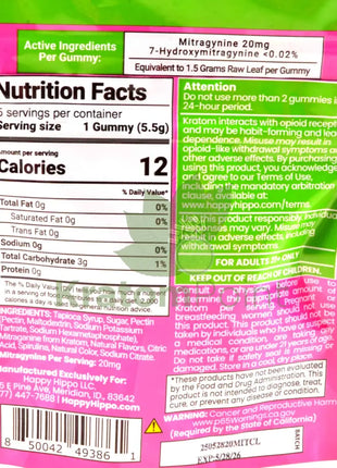 Happy Hippo Cherry Limeade Kratom Gummies 20mg 5 count