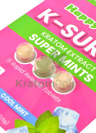 Happy Hippo K- Surge 115mg Kratom Extract Tablets Super Mints 3 count kratom extract