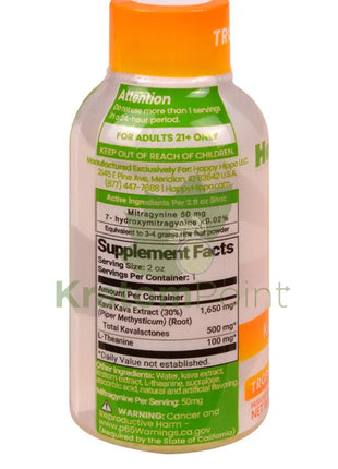Happy Hippo K2 Tropical Orange Kava + Kratom 1 bottle 59ml Kava & Kratom