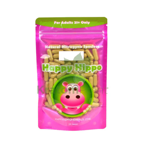 Happy Hippo Kratom Capsules Green Borneo 100 Count
