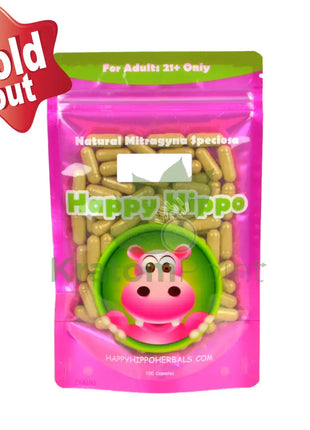 Happy Hippo 100 count Kratom Capsules, Red Sumatra