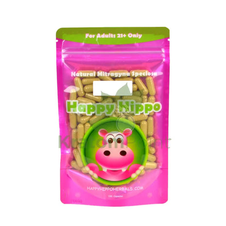 Happy Hippo 100 count Kratom Capsules, White Borneo