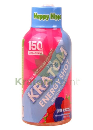 Happy Hippo Kratom Energy Shot 150mg Blue Razzle 2 fl oz