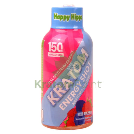 Happy Hippo Kratom Energy Shot 150mg Blue Razzle 2 fl oz