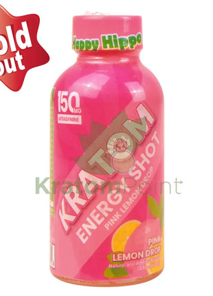 Happy Hippo Kratom Energy Shot 150mg Pink Lemon Drop 2 fl oz