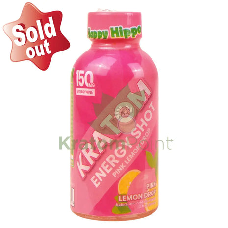 Happy Hippo Kratom Energy Shot 150mg Pink Lemon Drop 2 fl oz