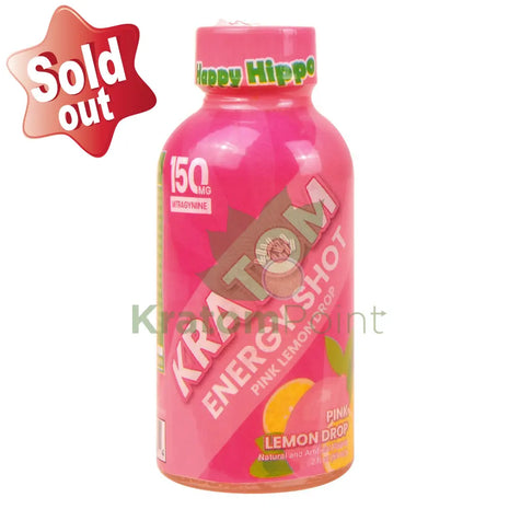 Happy Hippo Kratom Energy Shot 150mg Pink Lemon Drop 2 fl oz