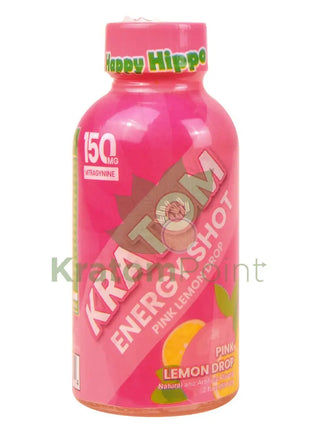 Happy Hippo Kratom Energy Shot 150mg Pink Lemon Drop 2 fl oz