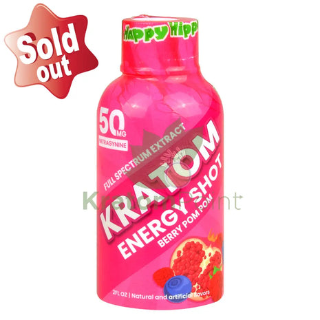 Happy Hippo Kratom Energy Shot Berry Pompom 2 Fl Oz