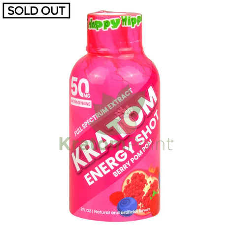 Happy Hippo Kratom Energy Shot Berry Pompom 2 Fl Oz