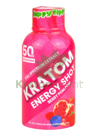 Happy Hippo Kratom Energy Shot Berry Pompom 2 Fl Oz