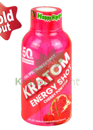 Happy Hippo Kratom Energy Shot Cherry Pompom 2 Fl Oz