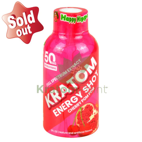 Happy Hippo Kratom Energy Shot Cherry Pompom 2 Fl Oz