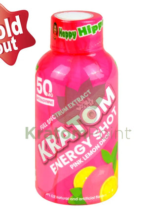 Happy Hippo Kratom Energy Shot Pink Lemon Drop 2 Fl Oz