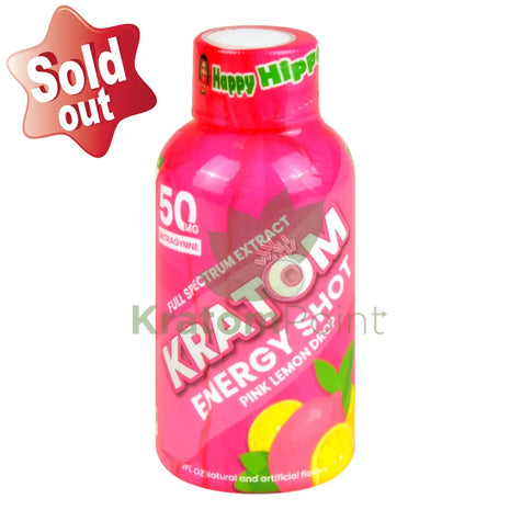 Happy Hippo Kratom Energy Shot Pink Lemon Drop 2 Fl Oz