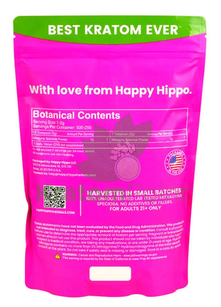 Happy Hippo Kratom Powder Red Maeng Da 500 Grams