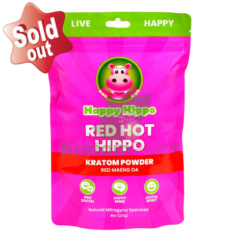 Happy Hippo Kratom Powder Red Maeng Da 8Oz