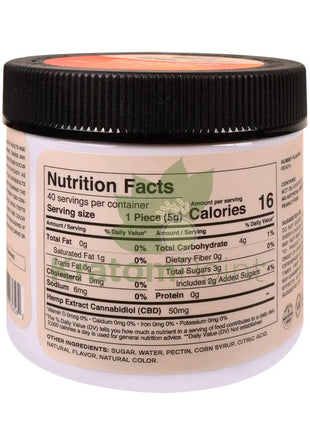Just CBD Extra Strength Peach CBD Gummies 50mg 40ct - CBD