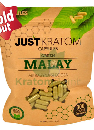 Just Kratom Green Malay Capsules 300 Count