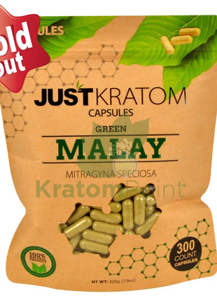 Just Kratom Green Malay Capsules 300 Count