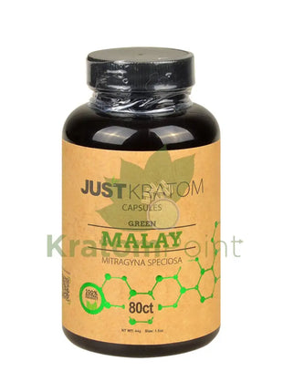 Just Kratom Green Malay Capsules 80 Count
