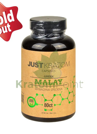 Just Kratom Green Malay Capsules 80 Count