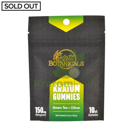 Kats Botanicals Green Tea + Citrus Kratom Gummies 10 Count Pouch