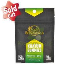 Kats Botanicals Green Tea + Citrus Kratom Gummies 10 Count Pouch
