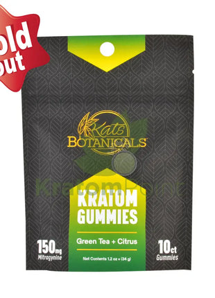 Kats Botanicals Green Tea + Citrus Kratom Gummies 10 Count Pouch
