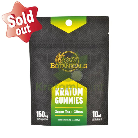 Kats Botanicals Green Tea + Citrus Kratom Gummies 10 Count Pouch