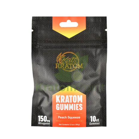 Kats Botanicals Peach Squeeze Kratom Gummies 10 Count Pouch