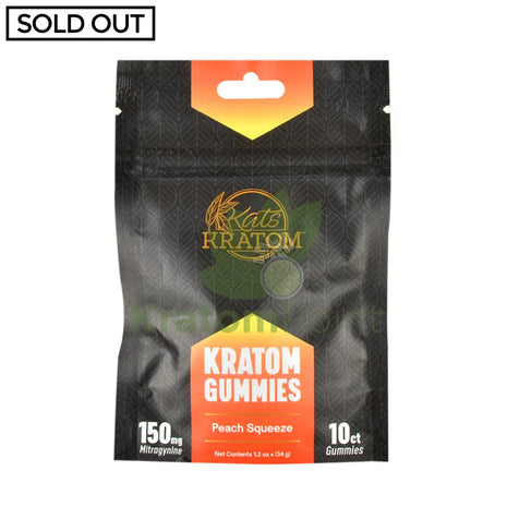 Kats Botanicals Peach Squeeze Kratom Gummies 10 Count Pouch