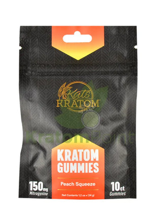Kats Botanicals Peach Squeeze Kratom Gummies 10 Count Pouch