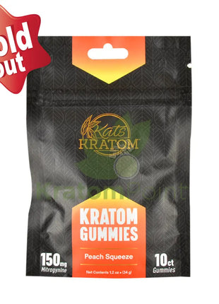 Kats Botanicals Peach Squeeze Kratom Gummies 10 Count Pouch