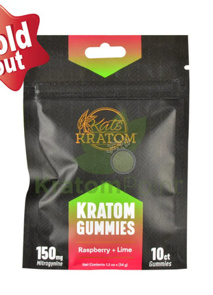 Kats Botanicals Raspberry Lime Kratom Gummies 10 Count Pouch