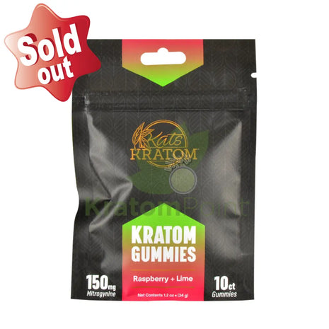 Kats Botanicals Raspberry Lime Kratom Gummies 10 Count Pouch