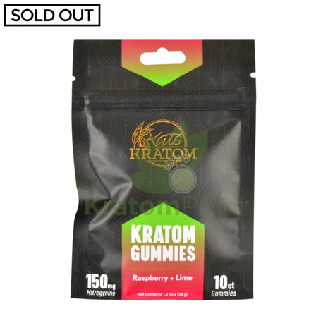 Kats Botanicals Raspberry Lime Kratom Gummies 10 Count Pouch