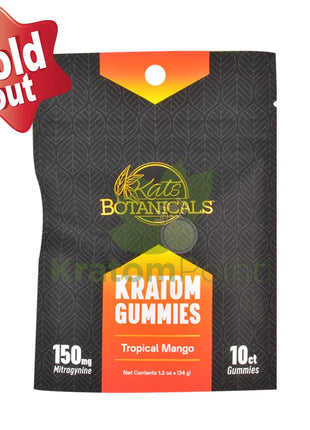 Kats Botanicals Tropical Mango Kratom Gummies 10 Count Pouch