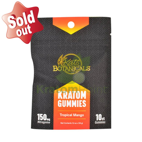 Kats Botanicals Tropical Mango Kratom Gummies 10 Count Pouch