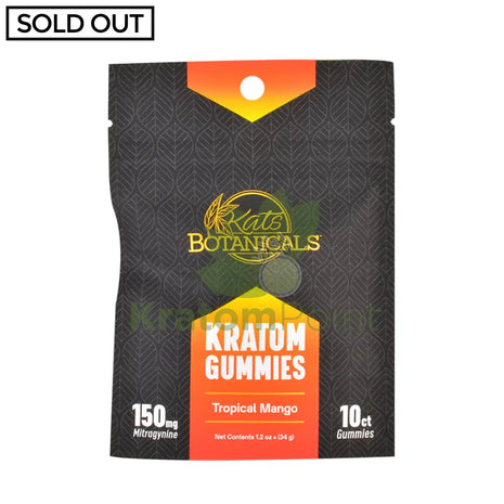 Kats Botanicals Tropical Mango Kratom Gummies 10 Count Pouch