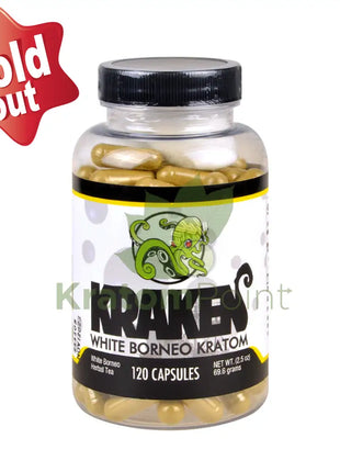 Kraken Kratom White Borneo Kratom, 120 capsules