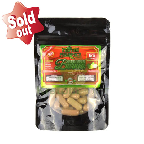 Kratom Pharmacy Red Vein Borneo Capsules 65ct