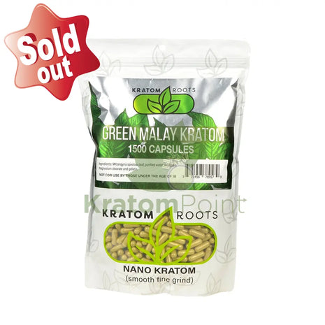 Kratom Roots Nano Green Malay 1500 Capsules