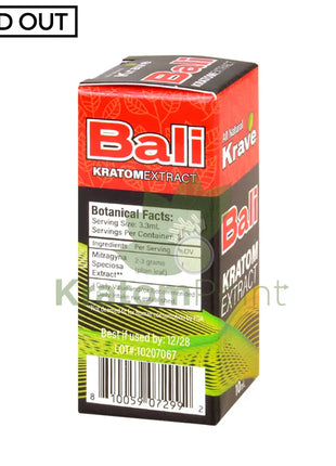 Krave Bali Kratom Extract, 10ml, 1 bottle-back