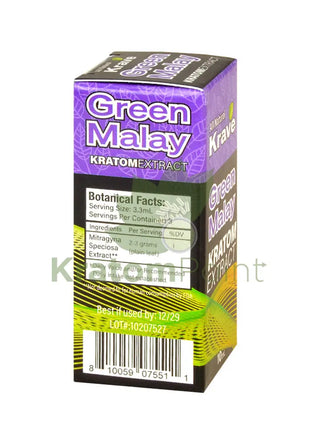 Krave Green Malay Kratom Extract, 10ml, 1 bottle-back